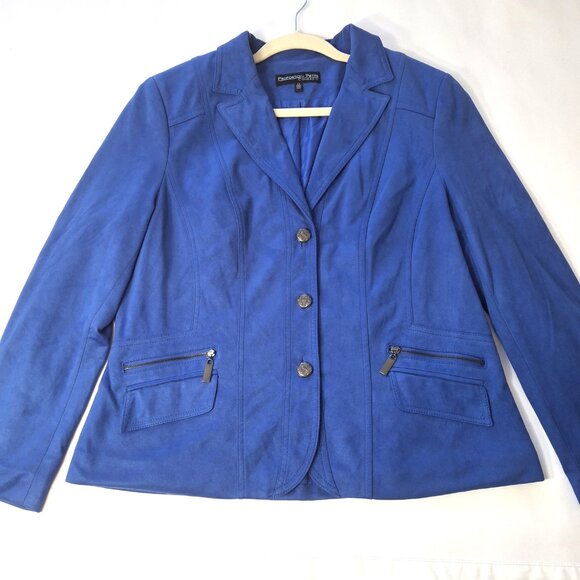 Vintage Conrad C Proportion Petite Sz 12 (LG) Suede Blazer Jacket Buttoned Lined - Picture 8 of 16